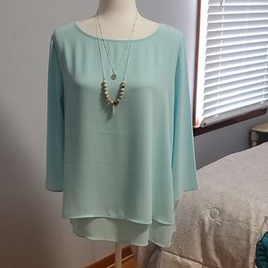 Aqua blue blouse from The Limited